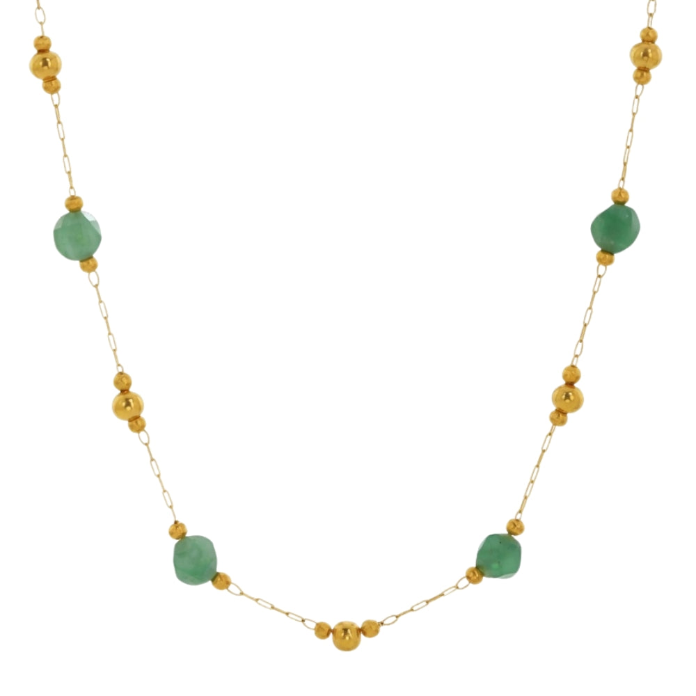 Necklace Stainless Steel - Natural Mineral - Gold Color