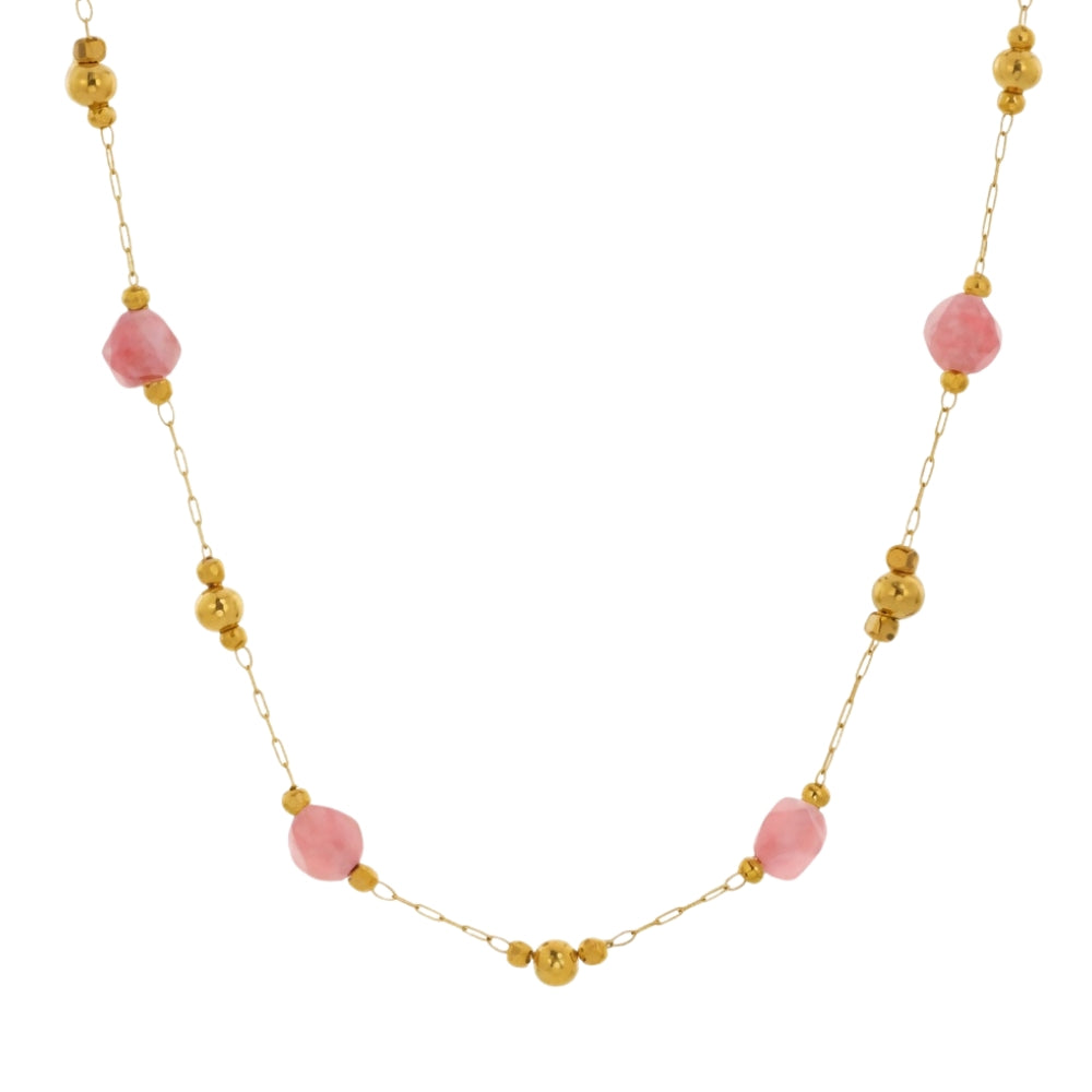Necklace Stainless Steel - Natural Mineral - Gold Color