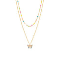 Multi-Butterfly Necklace - Double Necklace - Gold Plated