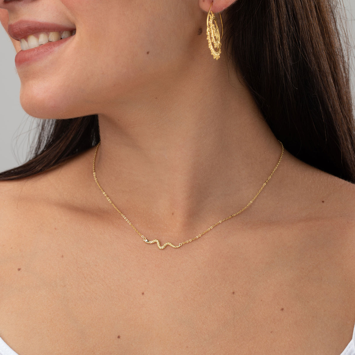 Necklace - Snake - Rhodium Silver - Silver Gold plated