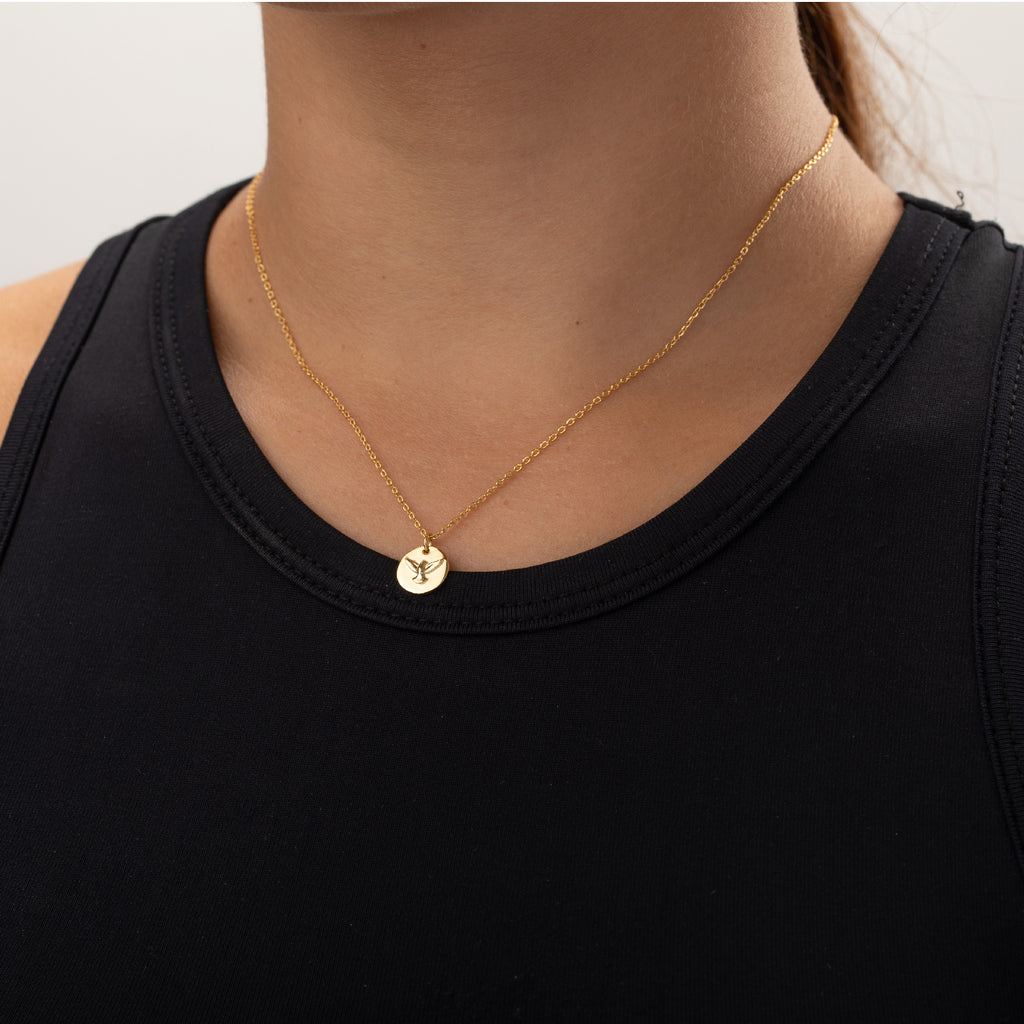 Bird medal Necklace - Gold Plated and Rhodium Silver
