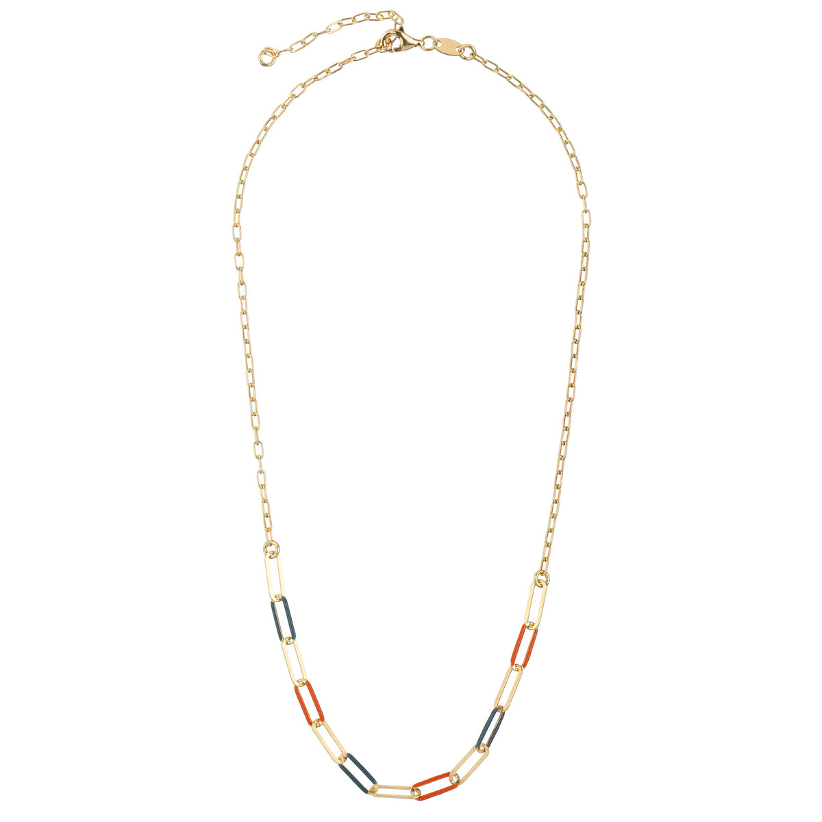 Enamel Enamel Multi Link Necklace -  Silver Gold Plated