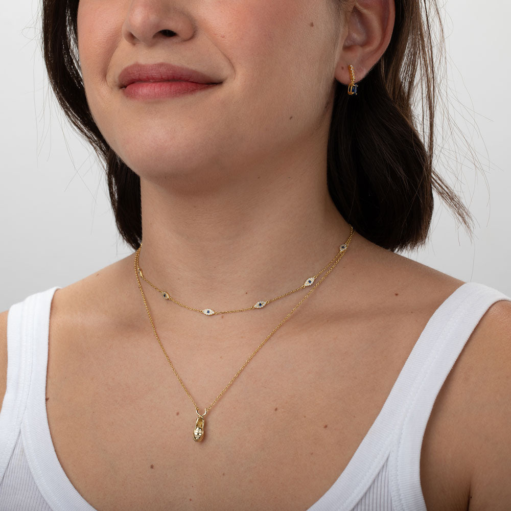 Shoe Necklace 13 mm - Gold Plated and Rhodium Silver
