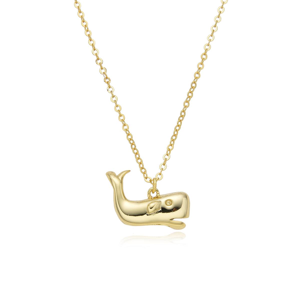 Silver Necklace - 16mm Whale  - Gold Plated and Rhodium-Plated Silver