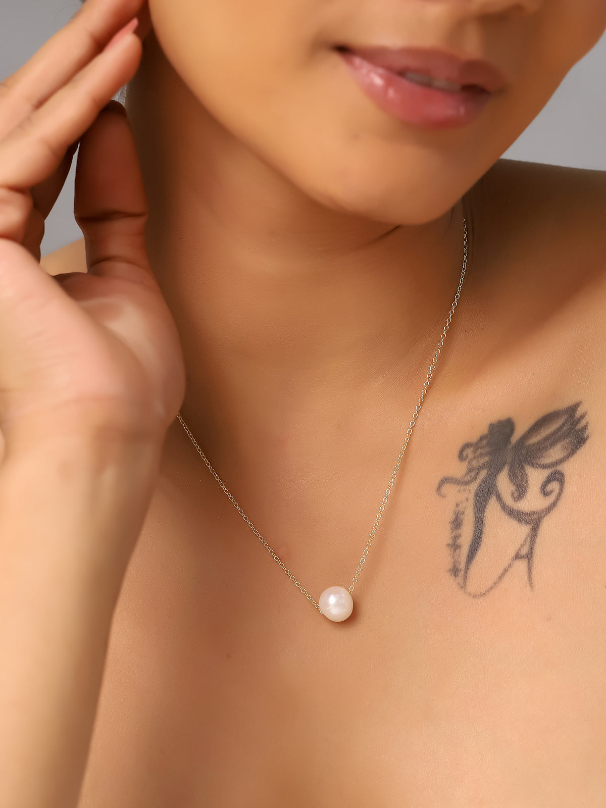 Mineral Necklace - Cultured Pearl 8 mm, 9 mm, 10.5 mm -Gold Plated and Rhodium Silver