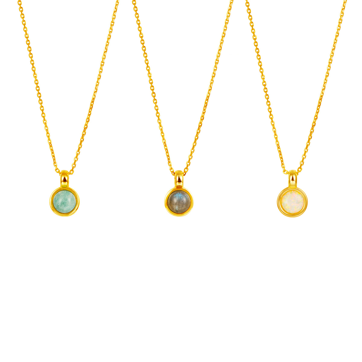 Sun Necklace - 8mm Mineral -  Gold Plated
