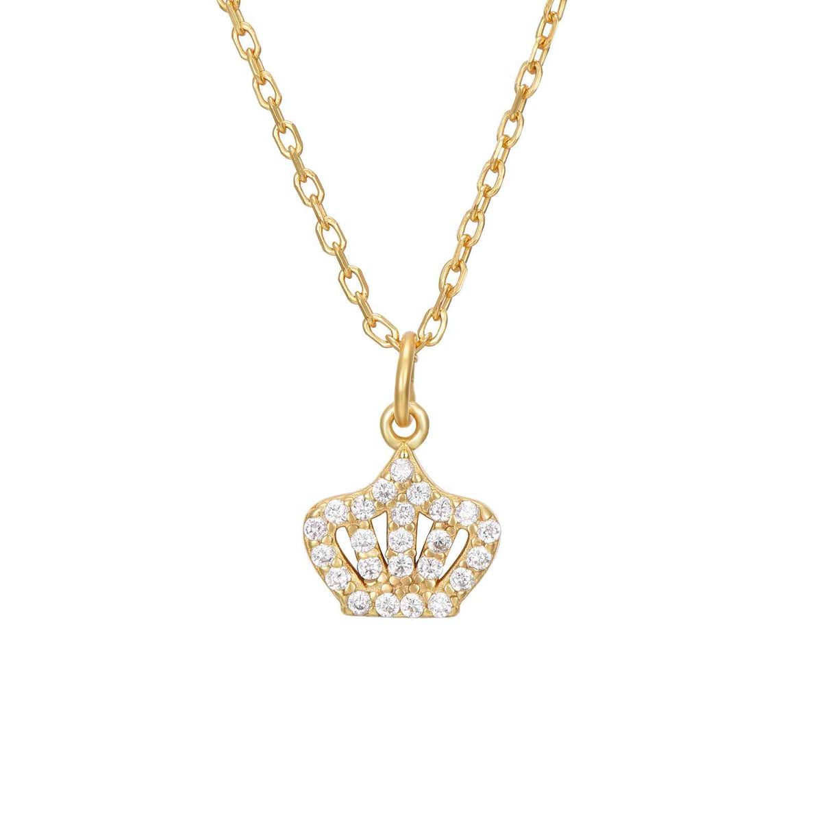 Crown Zirconia Necklace -  Gold Plated y Rhodium Silver