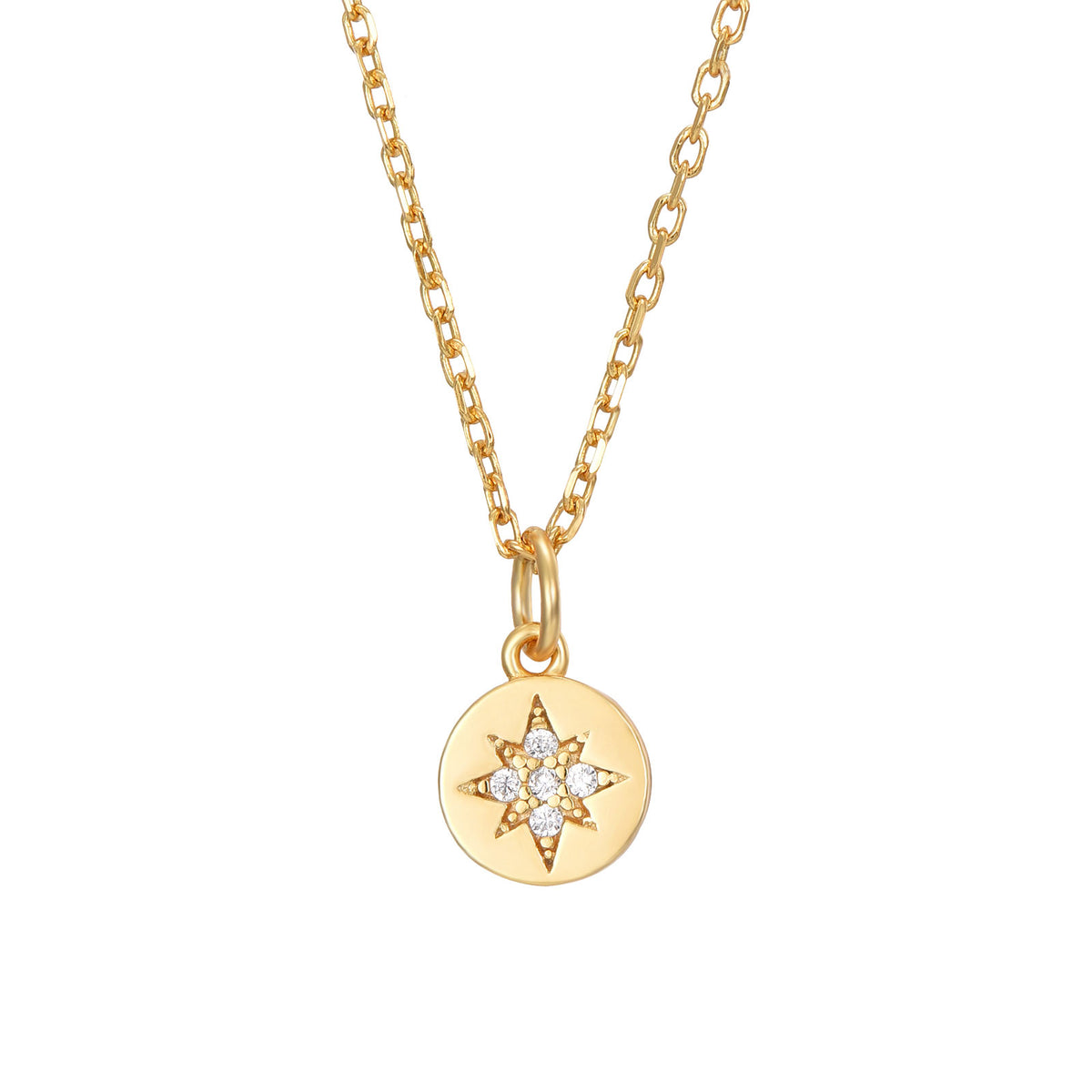 Zirconia Necklace - Star - Gold Plated y Rhodium Silver