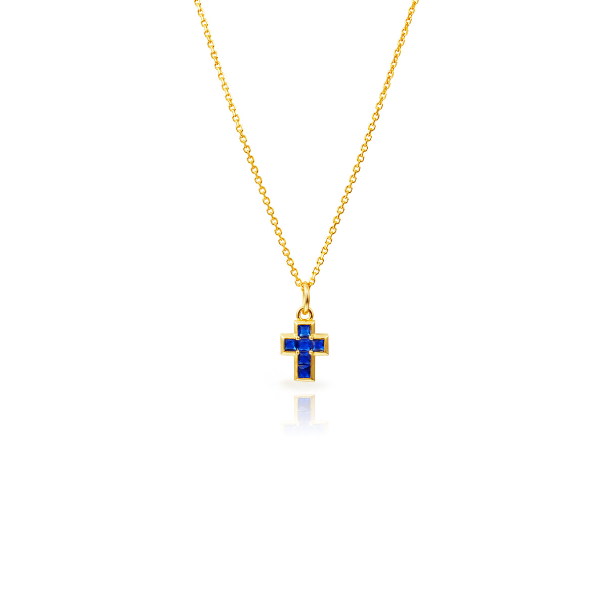 Cross Necklac- Zirconia Multicolor -  Silver Gold Plated