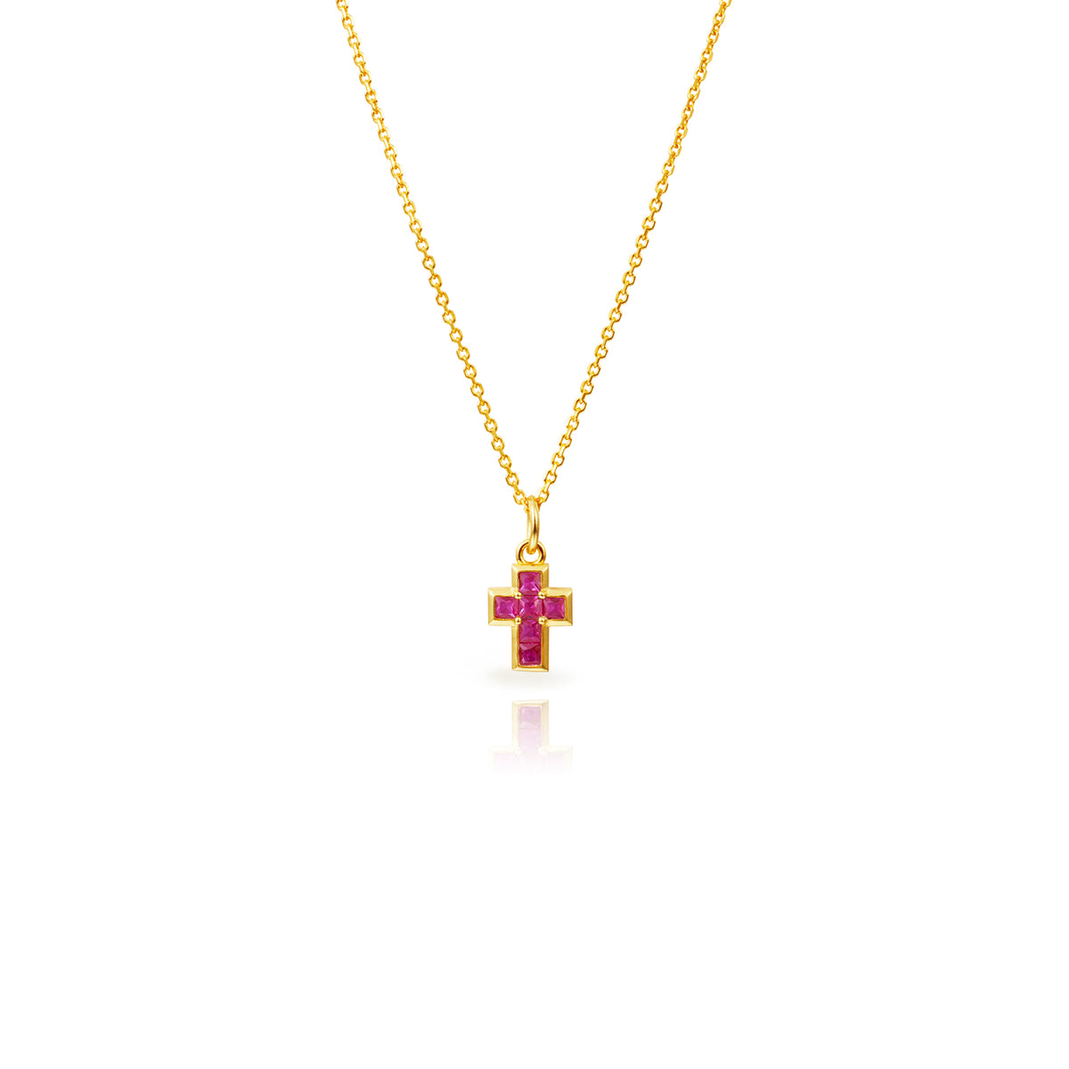 Cross Necklac- Zirconia Multicolor -  Silver Gold Plated