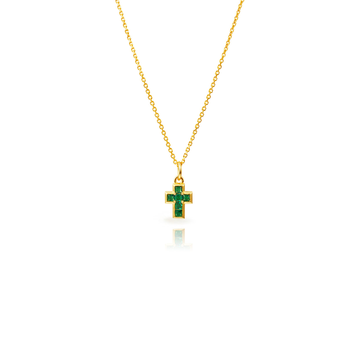 Cross Necklac- Zirconia Multicolor -  Silver Gold Plated