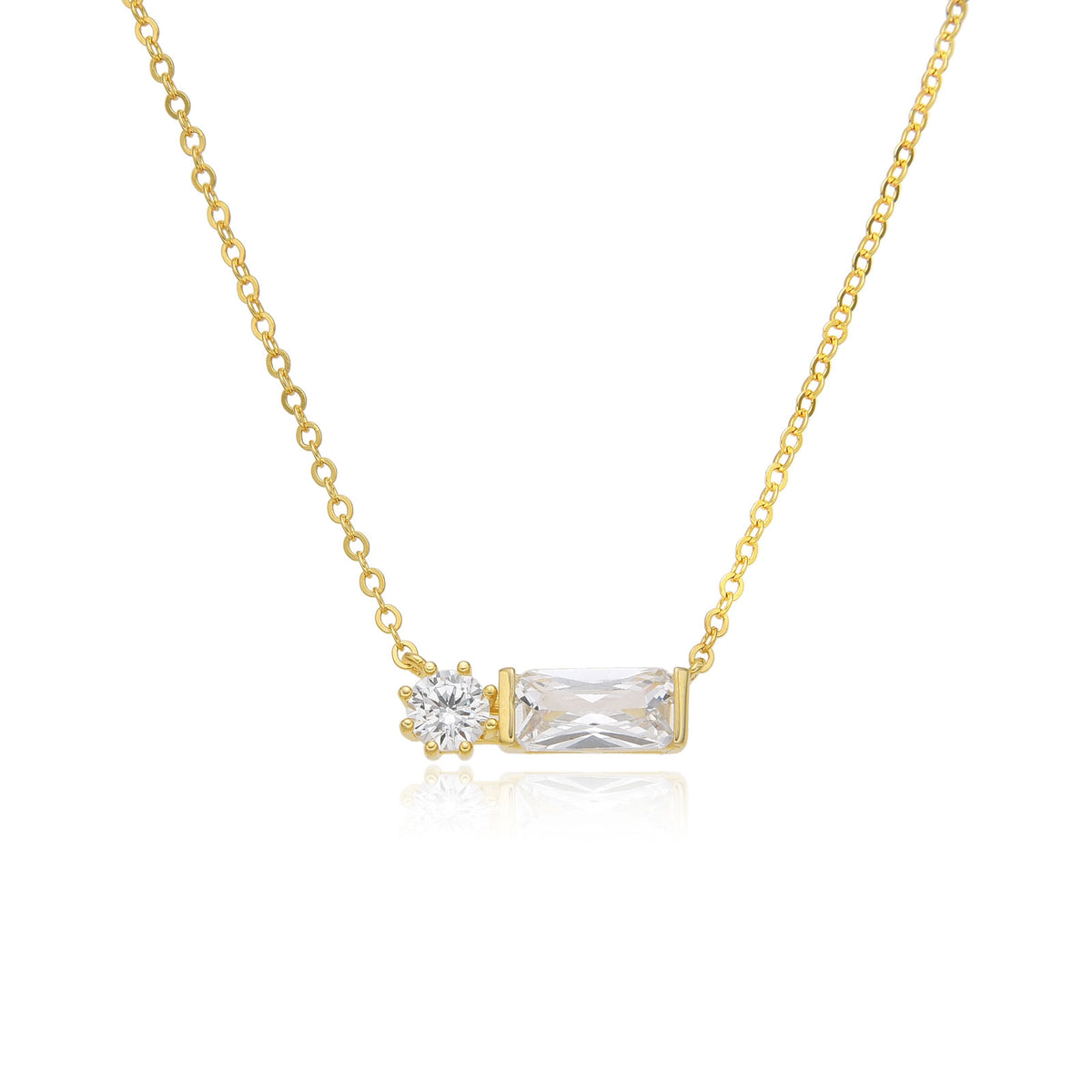 Cubic Zirconia Necklace - Rectangle and Circle