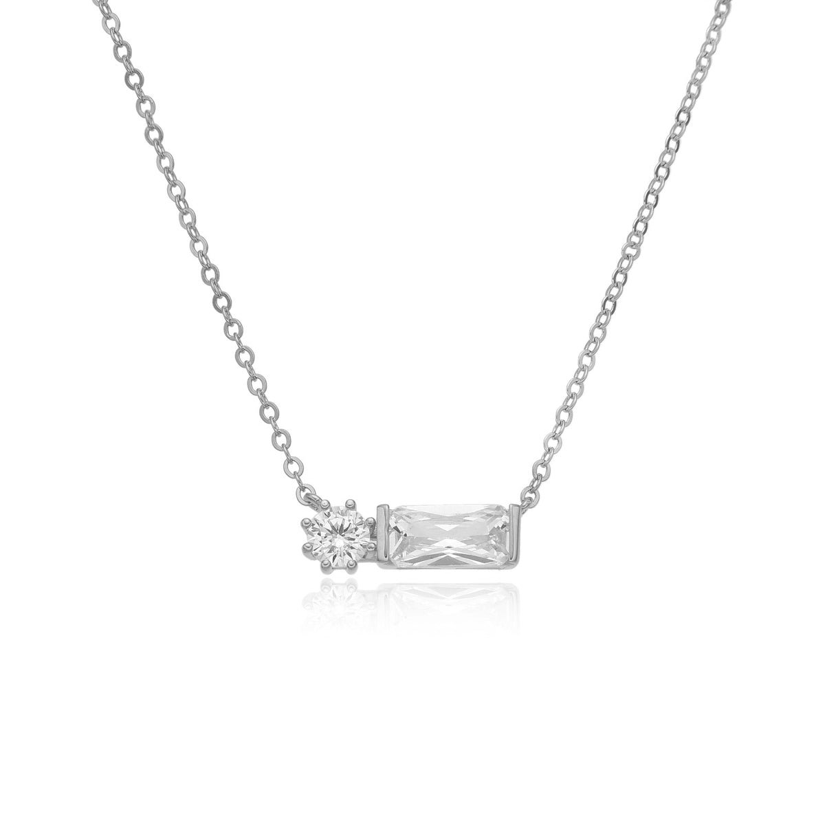 Cubic Zirconia Necklace - Rectangle and Circle