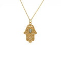 Necklace Hand of Fatima - Gemstone - Gold Plated