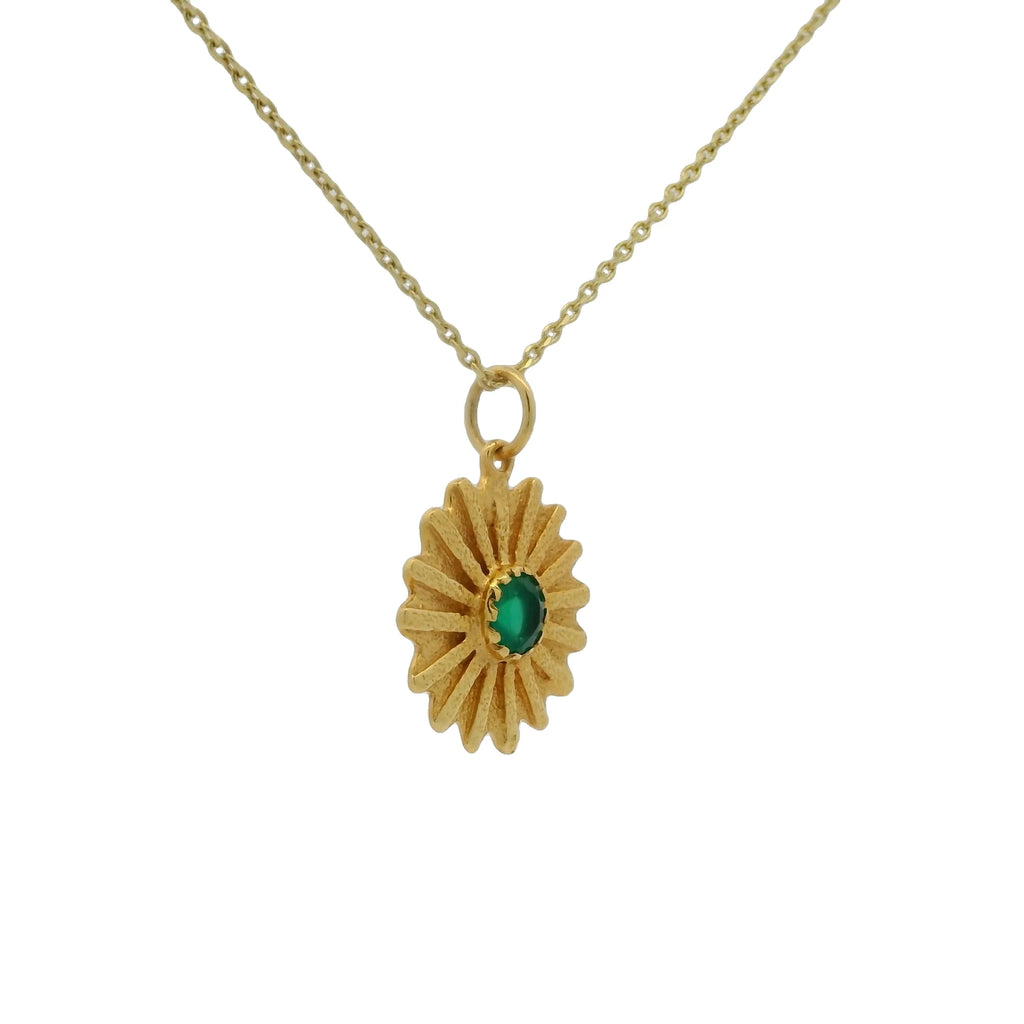 Necklace with sun and stone medal - Gold Plated