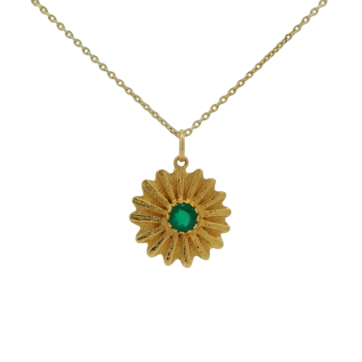 Necklace with sun and stone medal - Gold Plated