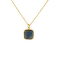 Gold necklace and square stone set with 4 claws