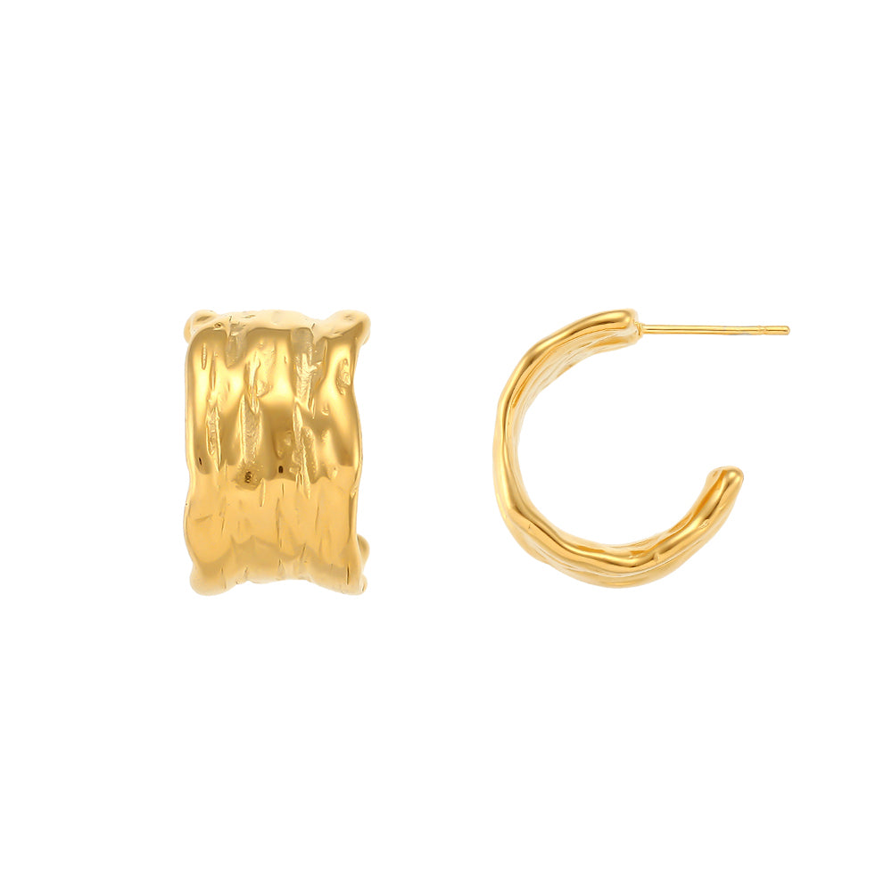 Earrings - Hammered - Half Hoop