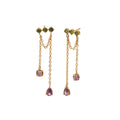 Zirconia Stainless Steel Earrings - Chain - Zirconia  - Gold Color