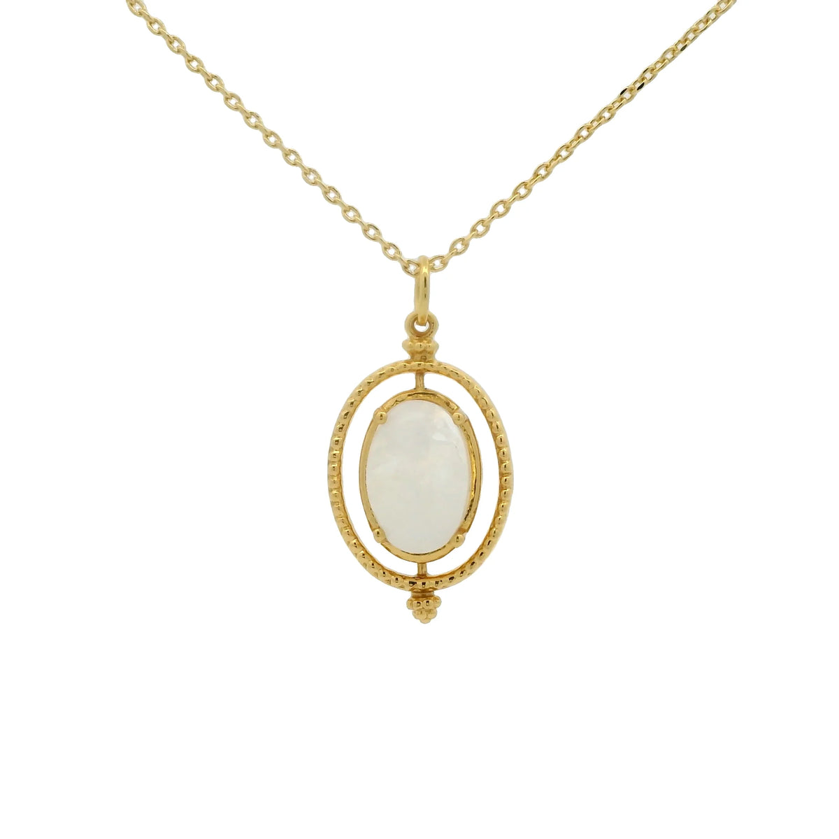 Golden necklace  - swivel cabochon stone- Gold Plated