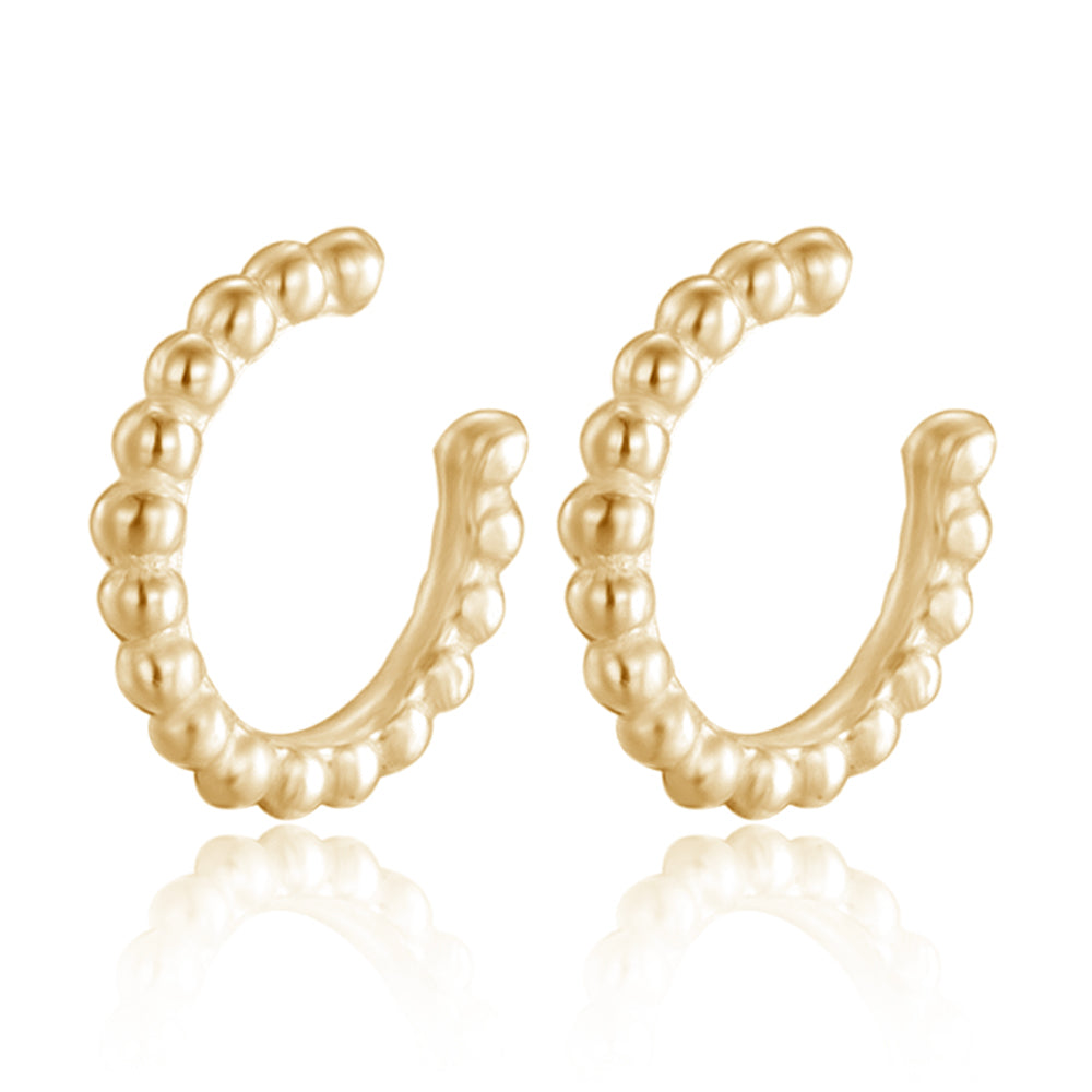Earcuff Earrings - Balls  - Gold Plated and Rhodium Silver