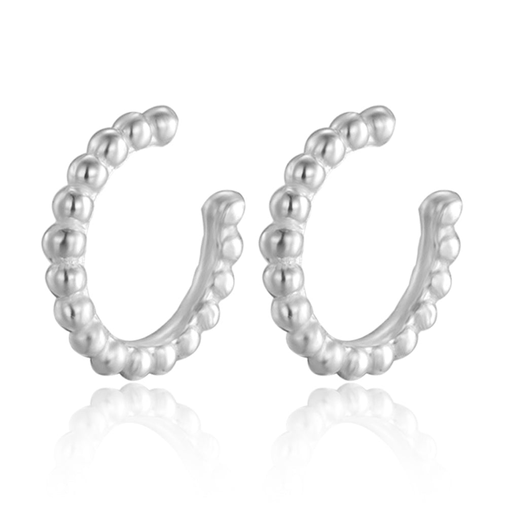 Earcuff Earrings - Balls  - Gold Plated and Rhodium Silver