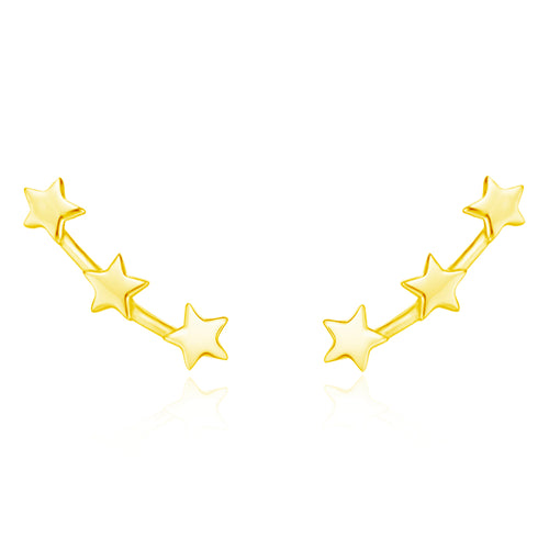3 Star Climber Earrings - Silver Gold Plated-Silver Rhodium