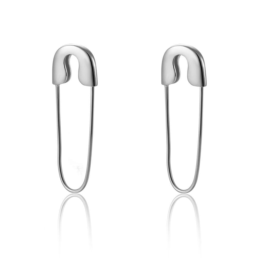 Safety Pin Earrings -  Gold Plated and Rhodium Silver