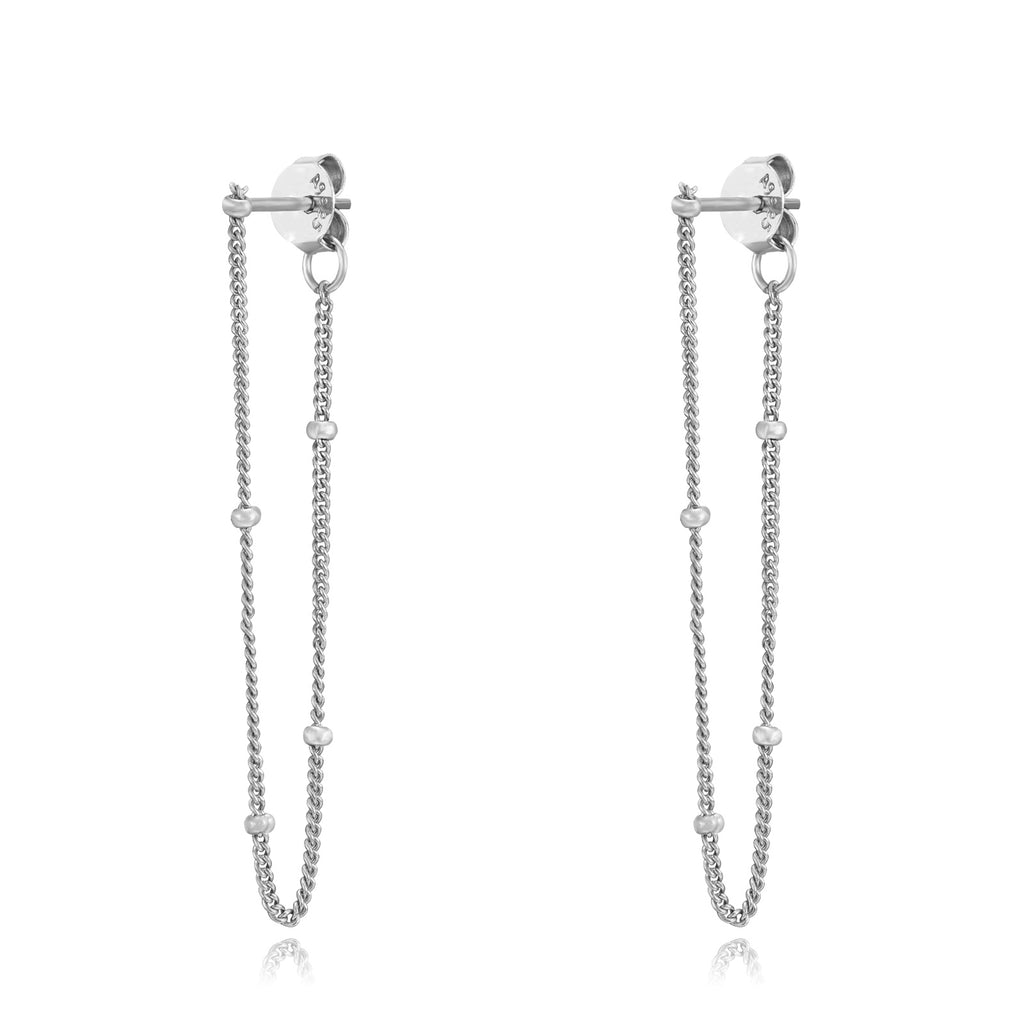 Chain Earrings - 40 mm - Gold Plated and Rhodium Silver