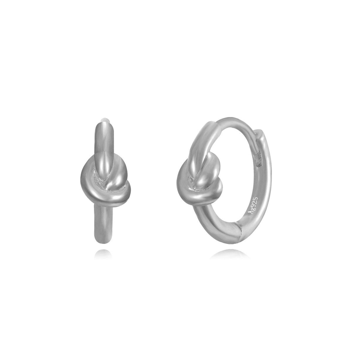 Hoop 12mm Earrings - Knot - Gold Plated and Rhodium Silver