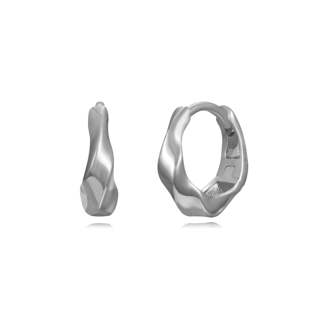 Earrings Irregular Hoop -Gold Plated and Rhodium Silver