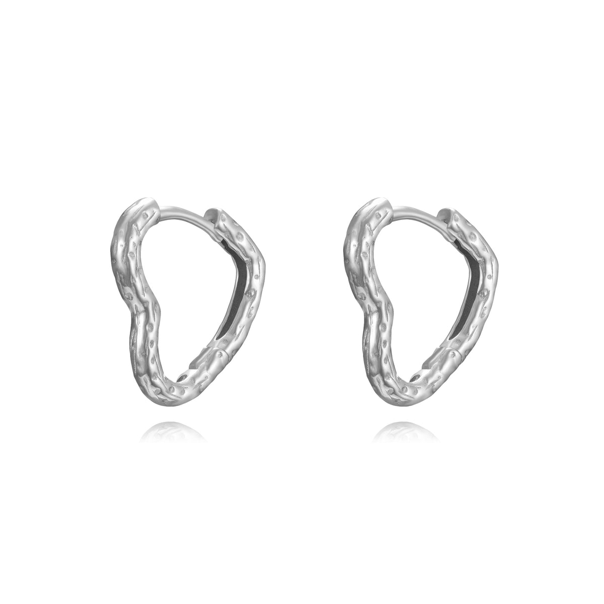 Hammered Heart Earring -  Gold Plated and Rhodium Silver