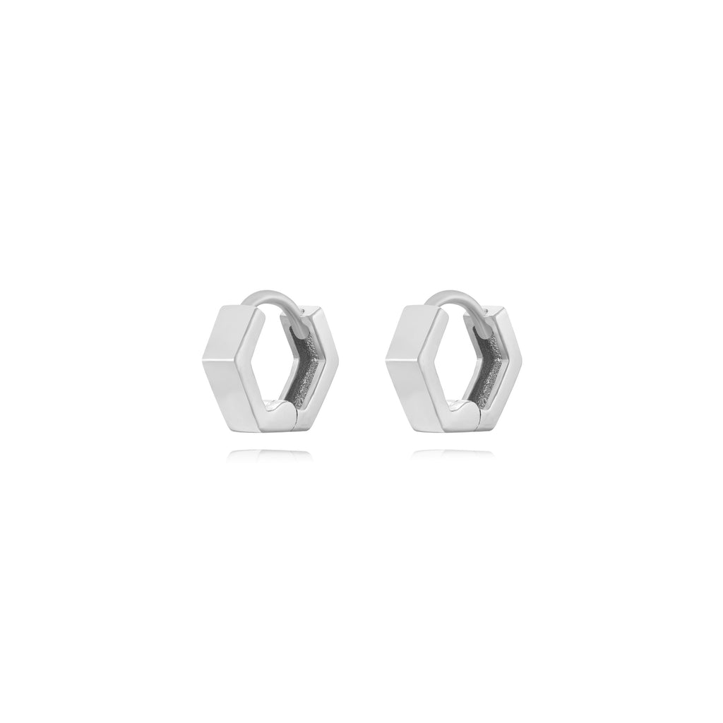 Hexagon Hoop -  Gold Plated and  Rhodium Silver