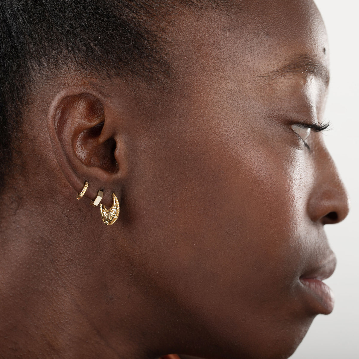 Hexagon Hoop -  Gold Plated and  Rhodium Silver