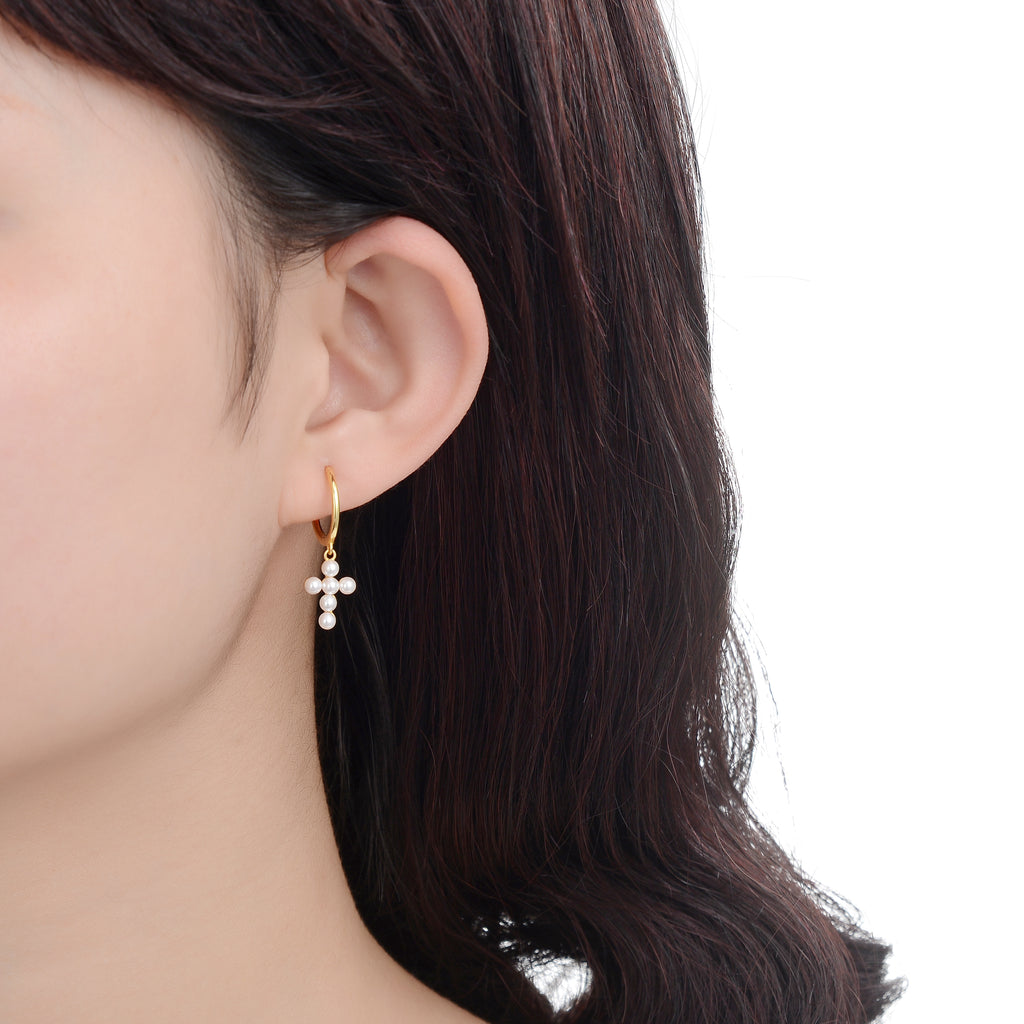Pearl Earrings- Gold Plated and Rhodium Silver