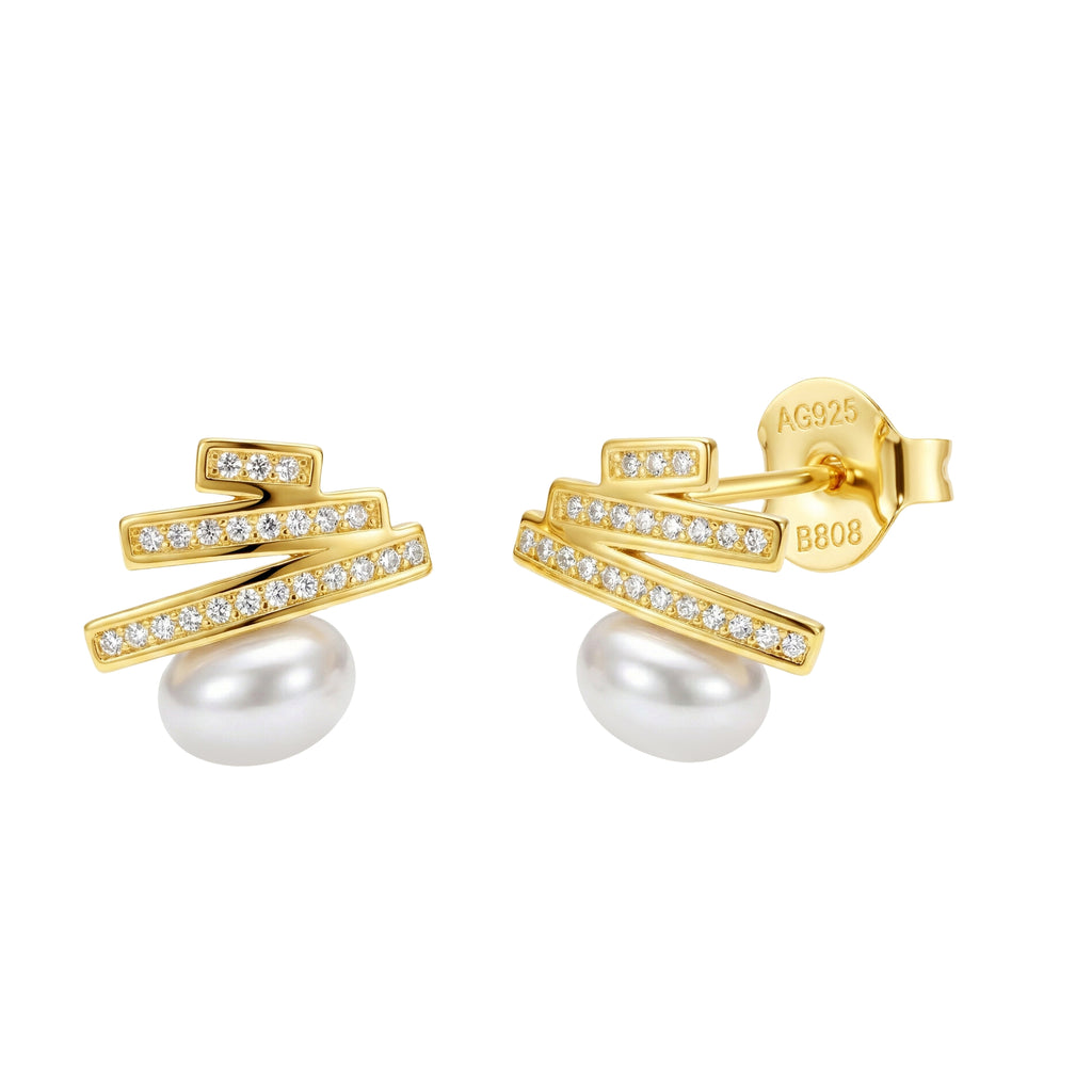 Silver Three Bar Earrings – Gold Plated