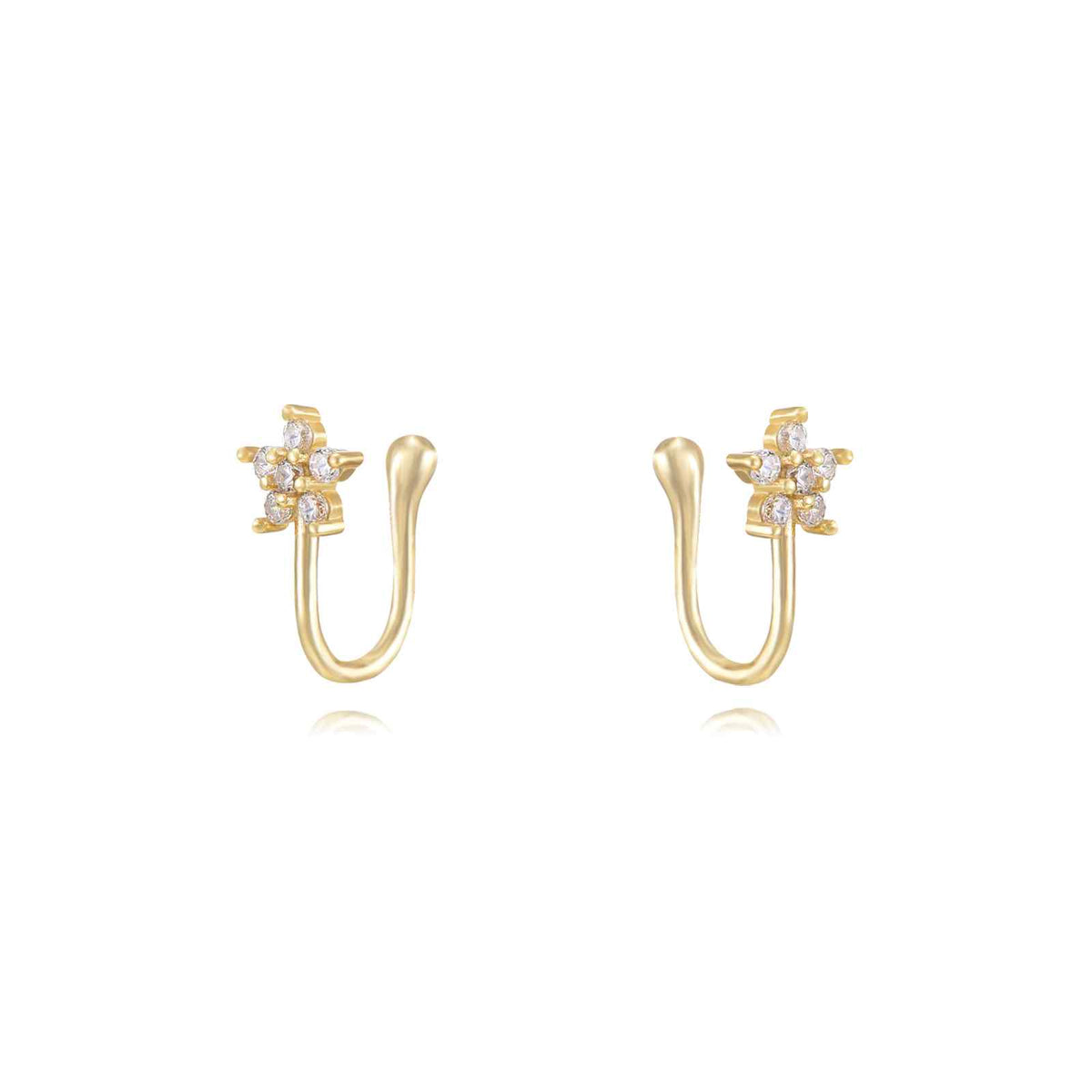 Earcuff Zirconia - Flower - Gold Plated and Rhodium Silver