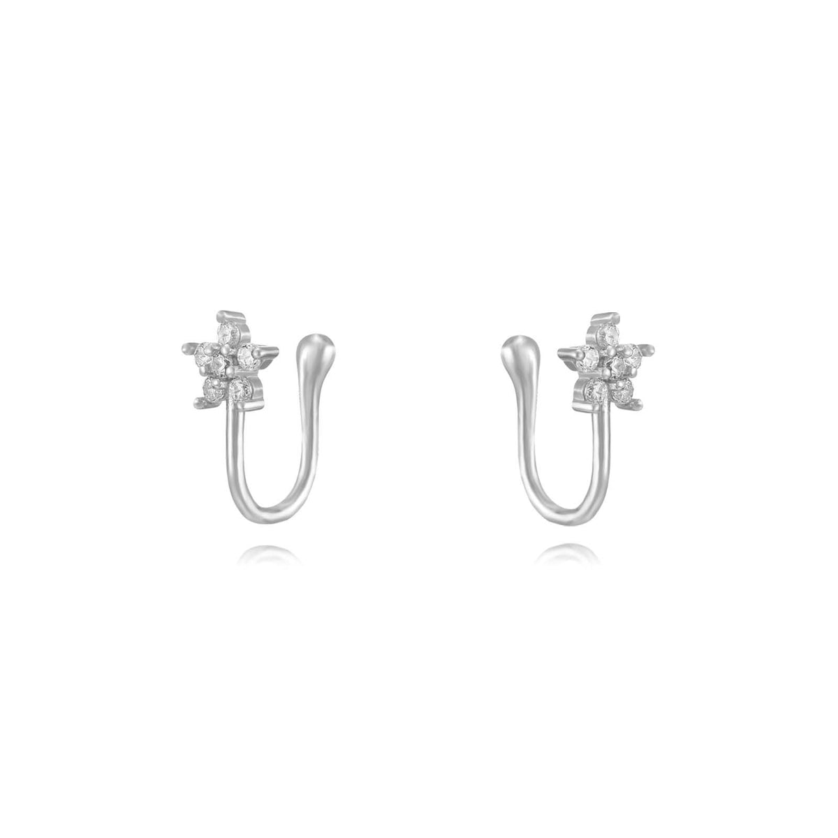 Earcuff Zirconia - Flower - Gold Plated and Rhodium Silver
