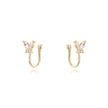 Butterfly Earcuff -  Zirconia Earrings -  - Gold Plated and Rhodium Silver