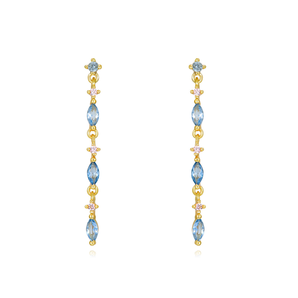 Zirconia Long Earring - Gold Plated