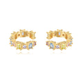 Rectangle Zircon - Ear Cuff  - Gold Plated and Rhodium Silver