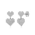 Double Heart  Earrings –  Gold Plated and Rhodium-Plated Silver
