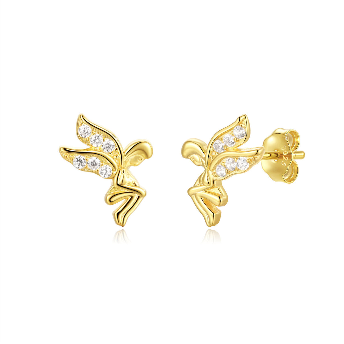 Earrings Silver Zirconia - Fairy  - Gold Plated