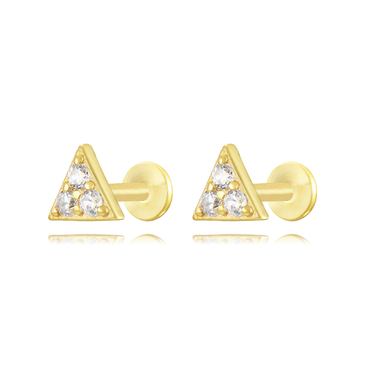 Piercing Zircon - Triangle 5mm - Gold Plated and Rhodium silver