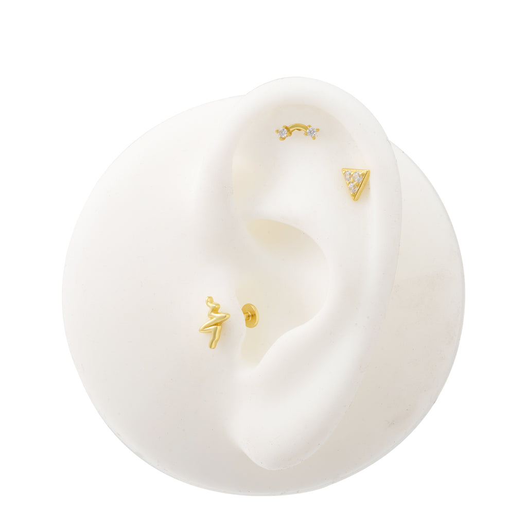 Piercing Zircon - Triangle 5mm - Gold Plated and Rhodium silver