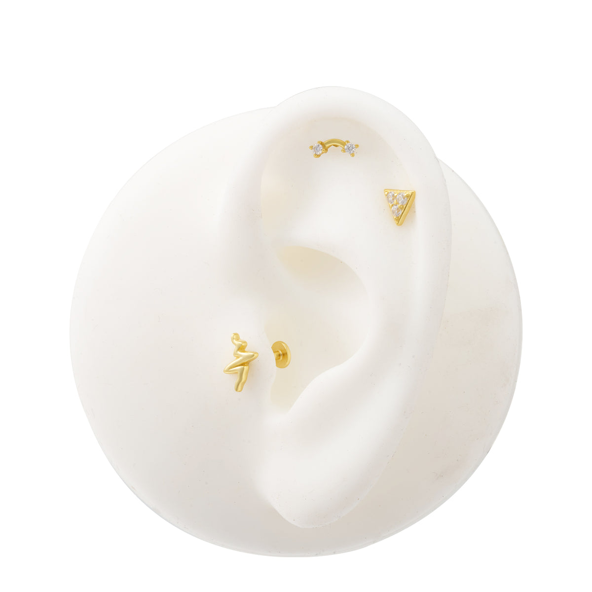 Piercing Zircon - Triangle 5mm - Gold Plated and Rhodium silver