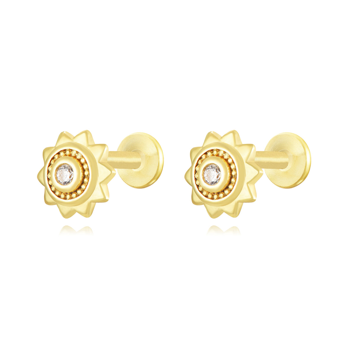 Piercing Zircon - Sun - Gold Plated and Rhodium Silver