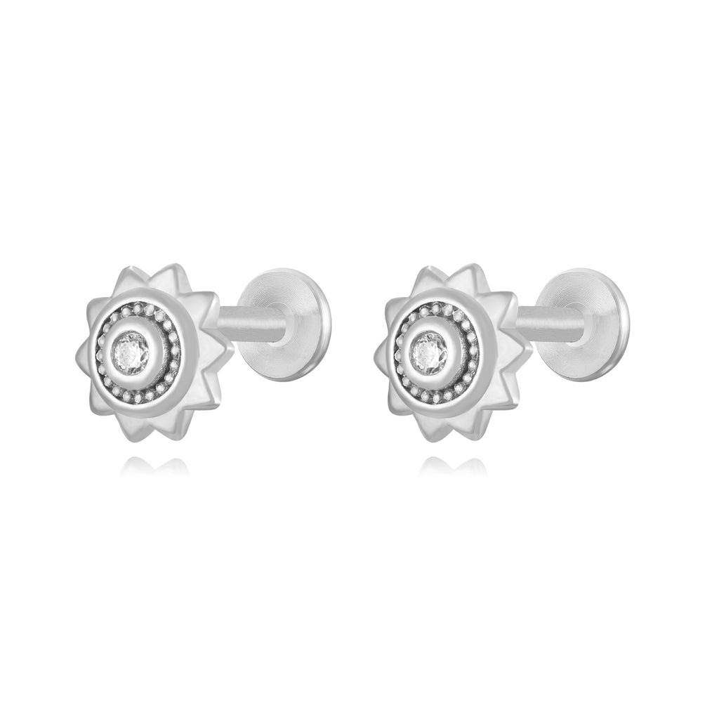Piercing Zircon - Sun - Gold Plated and Rhodium Silver