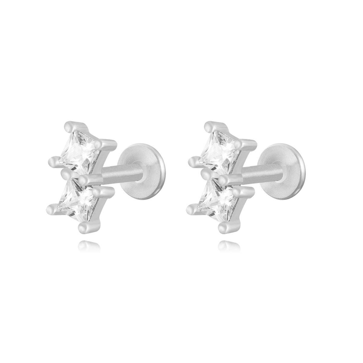Piercing 2 Cubique Zircon -  - Gold Plated and Rhodium silver