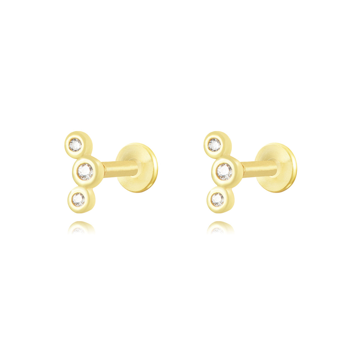 Piercing 3 Zircon -- Gold Plated and Rhodium silver